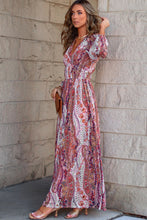 Multicolour Boho Paisley Print V Neck Empire Waist Maxi Dress