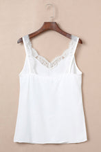 White Bow Knot Print Lace Splicing V Neck Tank Top