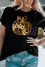 Black Halloween Sunflower Pumpkin Graphic Tee