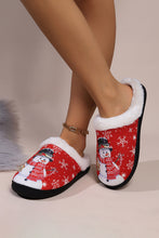 Fiery Red Christmas Snowman Print Plush Home Slippers