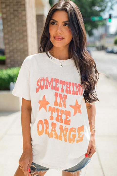 White SOMETHING IN THE ORANGE Graphic Crew Neck T Shirt