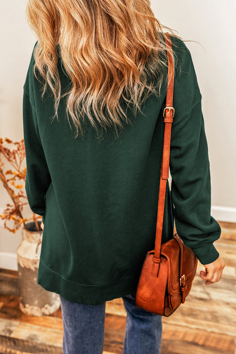 Duffel Oversized Drop Shoulder Split Hem Sweatshirt