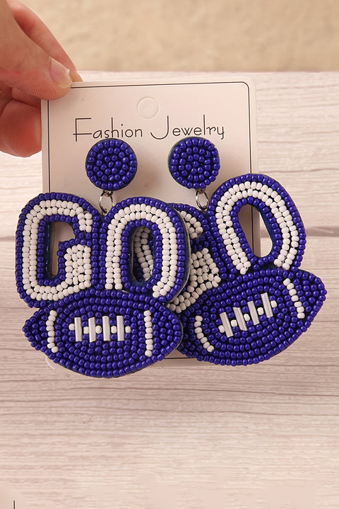 Bluing Beaded Go Football Earrings