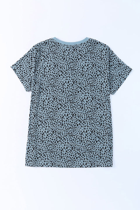 Cheetah Print O-neck Short Sleeve T Shirt