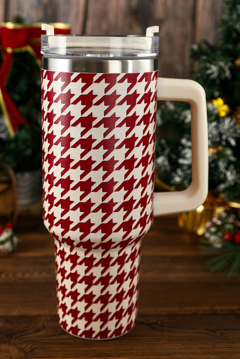 Fiery Red Houndstooth Pattern Stainless Steel Tumbler 40oz