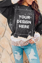 Snowy Christmas Graphic Leopard Bleached Sweatshirt