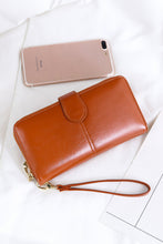 Cinnamon Faux Leather Zip Around Wrist Strap Long Wallet