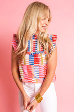 Multicolour Striped High Neck Flutter Tank Top