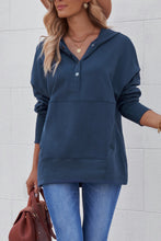 Batwing Sleeve Pocketed Henley Hoodie