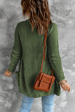 Green Front Pocket and Buttons Closure Cardigan