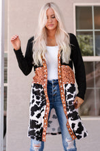 Western Pattern Cow Patchwork Open Front Cardigan