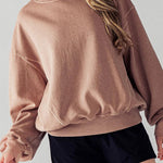 Chestnut Exposed Seam Batwing Sleeve Drop Shoulder Sweatshirt