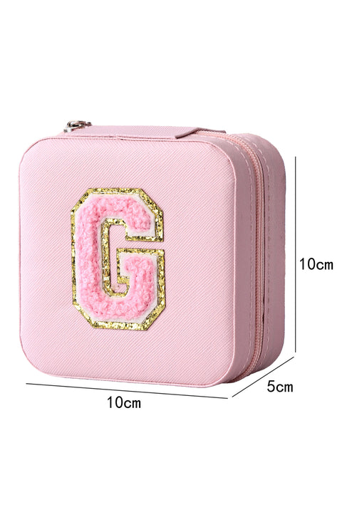 Pink G Chenille Letter Jewelry Organizer Box