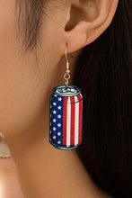 Fiery Red Flag Drink Can Pendant Hook Earrings