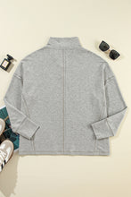 Light Grey Exposed Seam Collared Pocketed Loose Sweatshirt