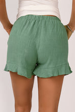 Green High Waist Pocketed Ruffle Shorts