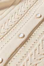 Apricot Pleated Sleeve Hollow Detail Button Sweater Cardigan