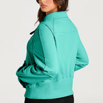 Aruba Blue Quarter Zip Stand Neck Kangaroo Pocket Sweatshirt