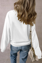 White Solid Loose Crew Neck Fleece Sweatshirt