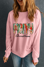 Pink Brushwork Merry Christmas Print Drop Shoulder Sweatshirt