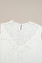 White Guipure Lace Crochet Keyhole Back Tank Top