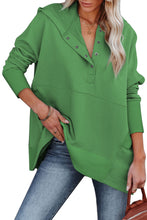 Batwing Sleeve Pocketed Henley Hoodie