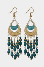 Light Blue Boho Beaded Tassel Alloy Charm Earrings