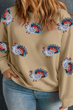 Apricot Thanksgiving Turkey Patched Graphic Plus Size Sweatshirt