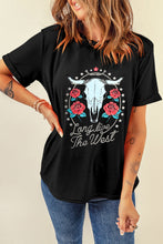 Black Long Live The West Floral Steer Head Graphic Tee