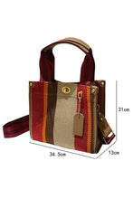 Coffee Color Block Canvas Large Tote Bag