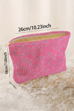 Bright Pink Valentines Fashion Bow Print Ribbed Storage Bag