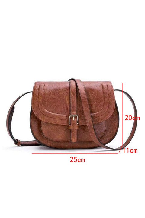 Chestnut Flapped Magnetic Buckle PU Leather Shoulder Bag