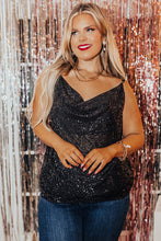 Plus Size Drape Neck Sequin Tank Top