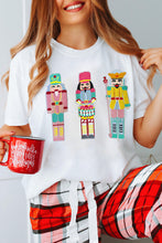 White Chenille Nutcracker Doll Graphic Christmas Fashion Tee