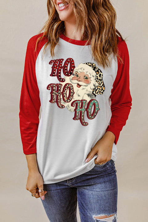 Christmas Tree Snowflakes Graphic Raglan Top