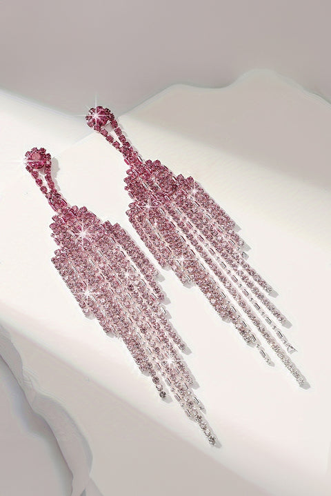 Bonbon Rhinestone Tassel Dangle Stud Earrings