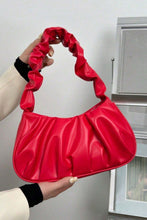 Fiery Red Ruched Faux Leather Shoulder Bag