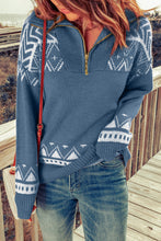 Geometry Knit Quarter Zip Sweater