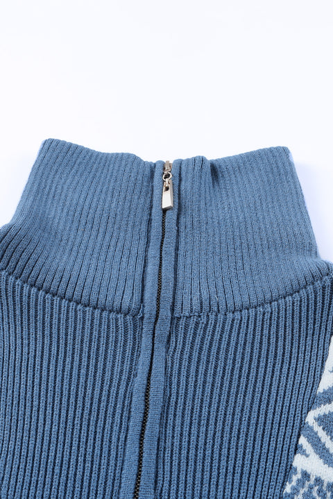 Geometry Knit Quarter Zip Sweater