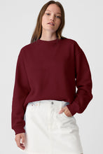 Burgundy Solid Fleece Lined Drop Shoulder Terry Sweatshirt