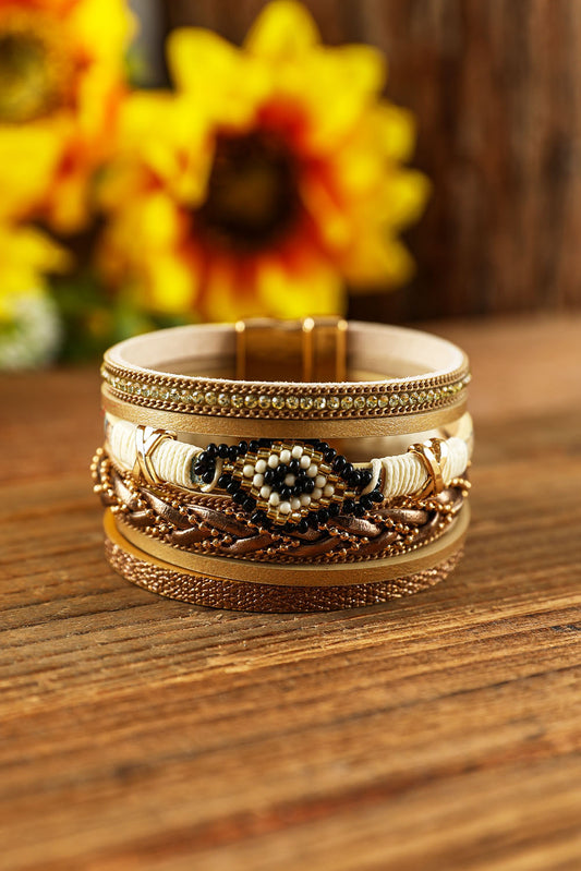 Multicolour Rhinestone Beaded Magnetic Buckle Bracelet