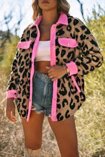 Contrast Trimmed Leopard Teddy Shacket