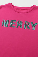 Strawberry Pink MERRY Christmas Tree Sequin Patchwork Sweatshirt