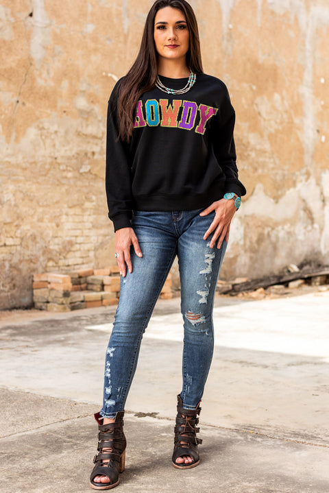 HOWDY Crewneck Drop Sleeve Pullover Sweatshirt