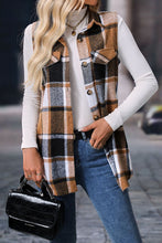 Straw Yellow Retro Plaid Button up Collared Vest