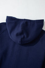 Navy Blue Solid Color Fleece Lined Zip up Hoodie