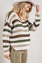 Stripe Crochet Hollow out Knit Sweater