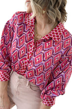 Rose Abstract Print Button Up Long Sleeve Shirt