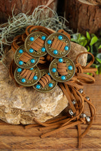 Chestnut Western Turquoise Decor Layered String Tassel Belt