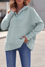 Batwing Sleeve Pocketed Henley Hoodie